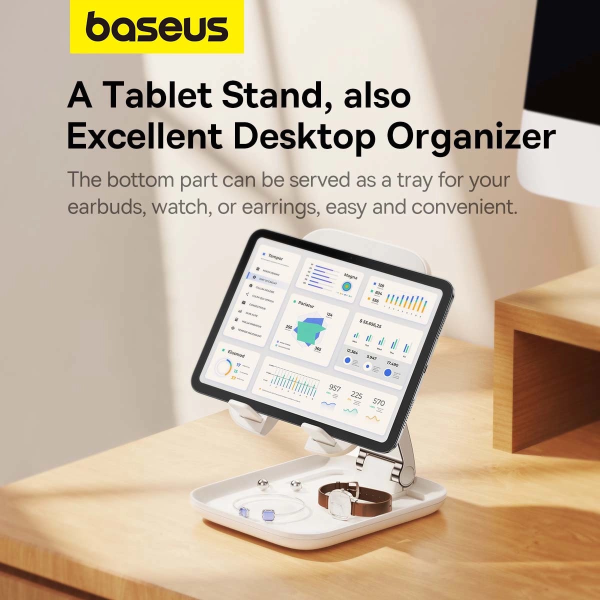 Baseus BS-HP009 Seashell Series Αναδιπλούμενη Βάση Στήριξης Tablet - White