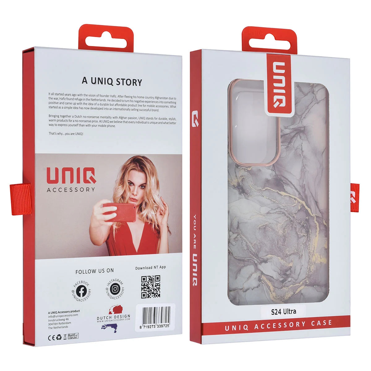 Tuniq Samsung Galaxy S24 Ultra - Σκληρή Θήκη με Πλαίσιο Σιλικόνης - Σχέδιο Μάρμαρο - Σκούρο Γκρί