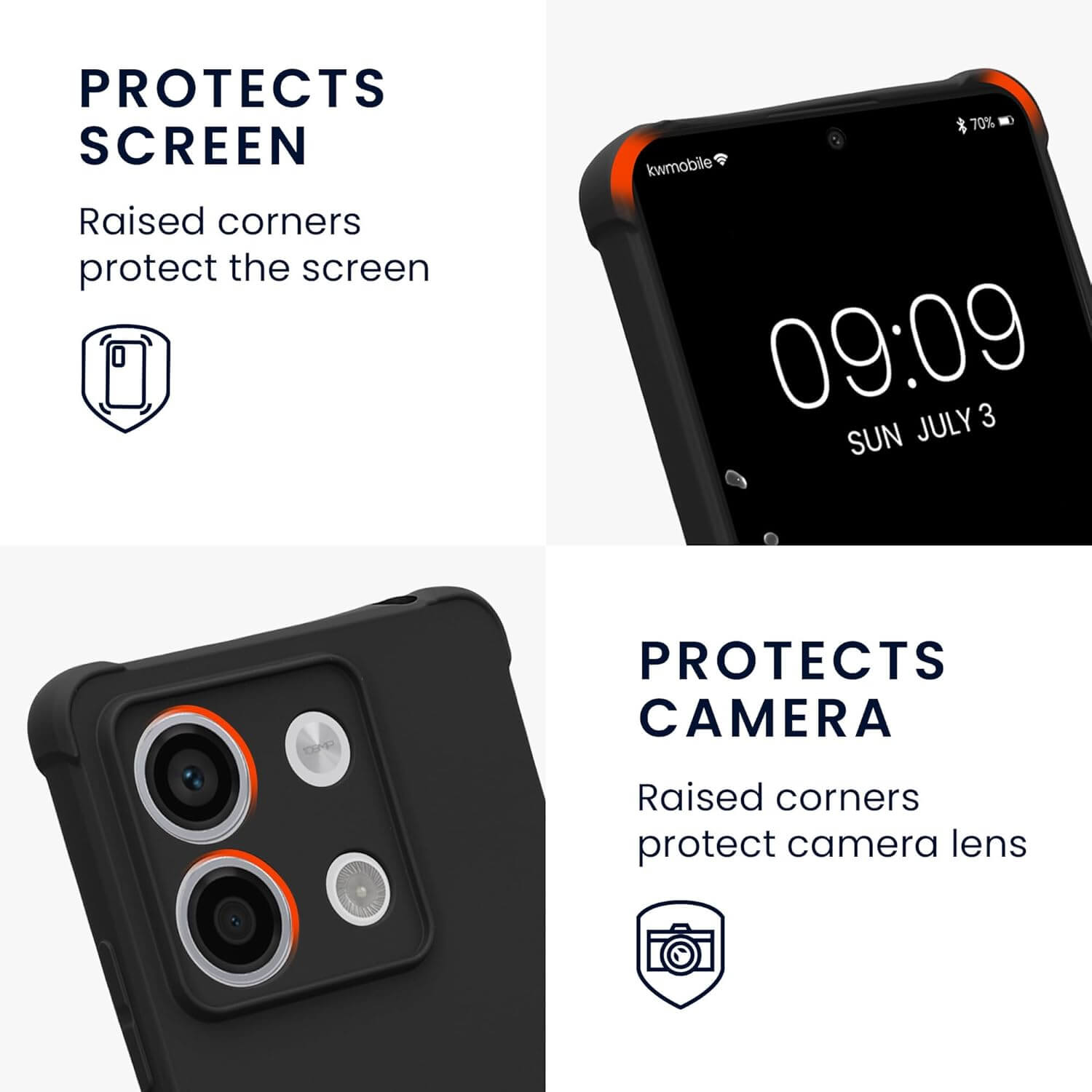 KW Xiaomi Redmi Note 13 5G Θήκη Σιλικόνης TPU με Λουράκι - Black