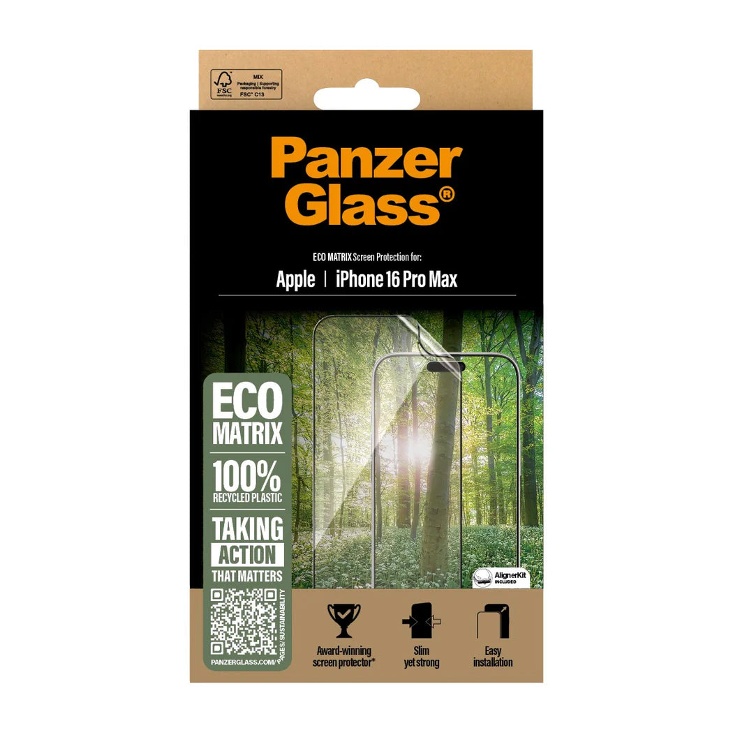 PanzerGlass iPhone 16 Pro Max Eco Matrix Ultra-Wide Fit Προστατευτική Mεμβράνη Οθόνης - Διάφανη / Black