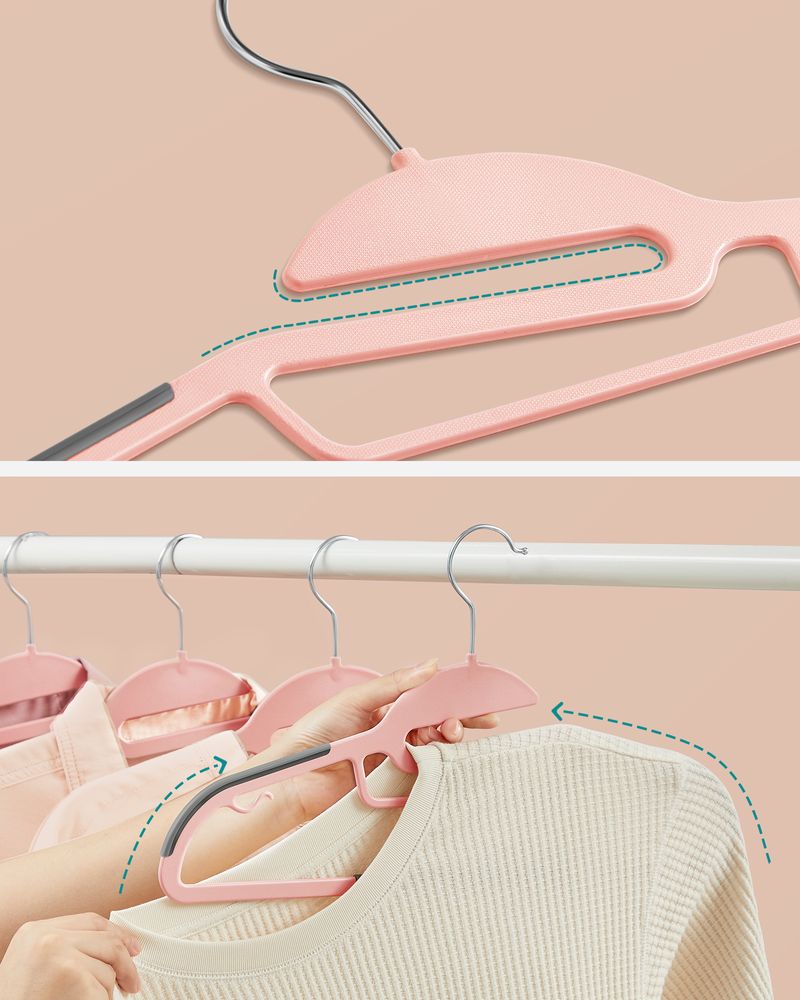 Songmics Σετ με 20 Πλαστικές Κρεμάστρες Ρούχων - Pink / Dark Grey - CRP041P01