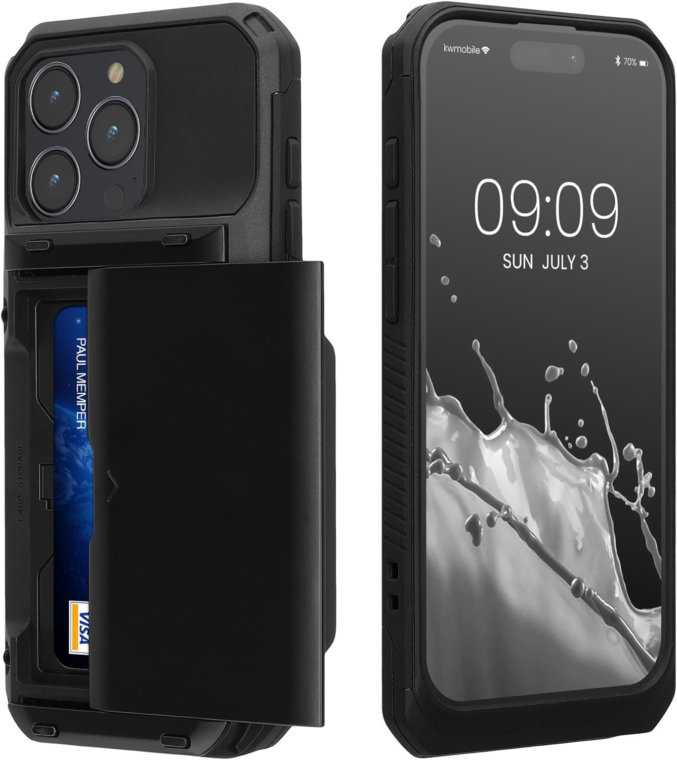 KW iPhone 15 Pro Σκληρή Θήκη με Υποδοχή για Κάρτες - Black