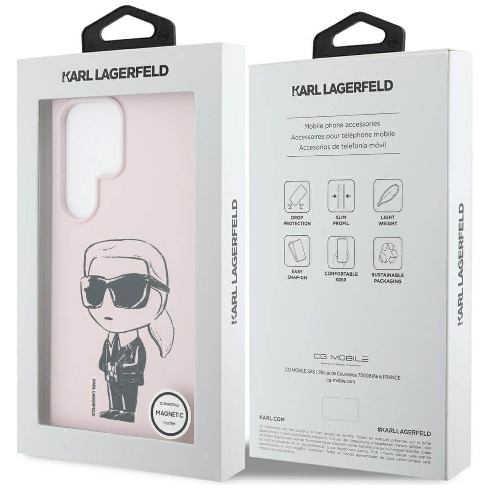 Karl Lagerfeld Samsung Galaxy S25 Ultra - Silicone Graffiti Ikonik Printed Logo - Σκληρή Θήκη Σιλικόνης με MagSafe - Pink - KLHMS25LPNYKGRTP