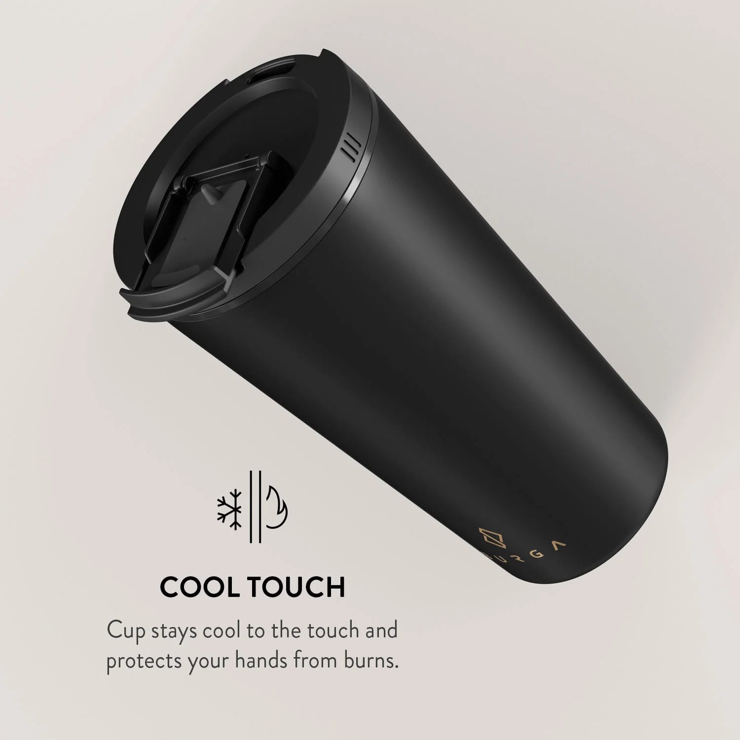 Burga COFFEE-CUP Κούπα Θερμός από Ανοξείδωτο Ατσάλι - 470ml - SolidBlack