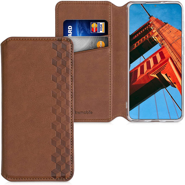 KW Samsung Galaxy S21 Θήκη Δερματίνη Flip - Design Cubes - Light Brown - 54390.01