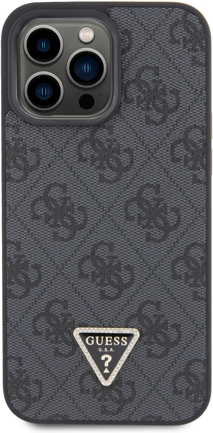 Guess iPhone 15 Pro Max - Crossbody 4G Metal Logo Θήκη με Επένδυση Συνθετικού Δέρματος και Λουράκι - Black - GUHCP15XP4TDSCPK