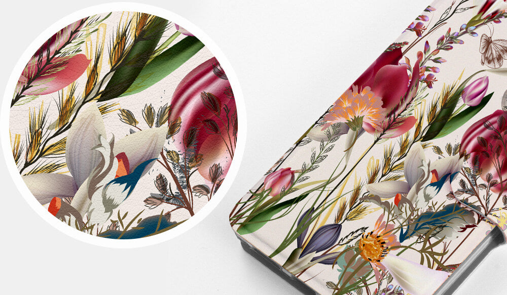 Mobiwear iPhone 14 Pro Θήκη Βιβλίο Slim Flip - Design Vintage Flowers - MP01S