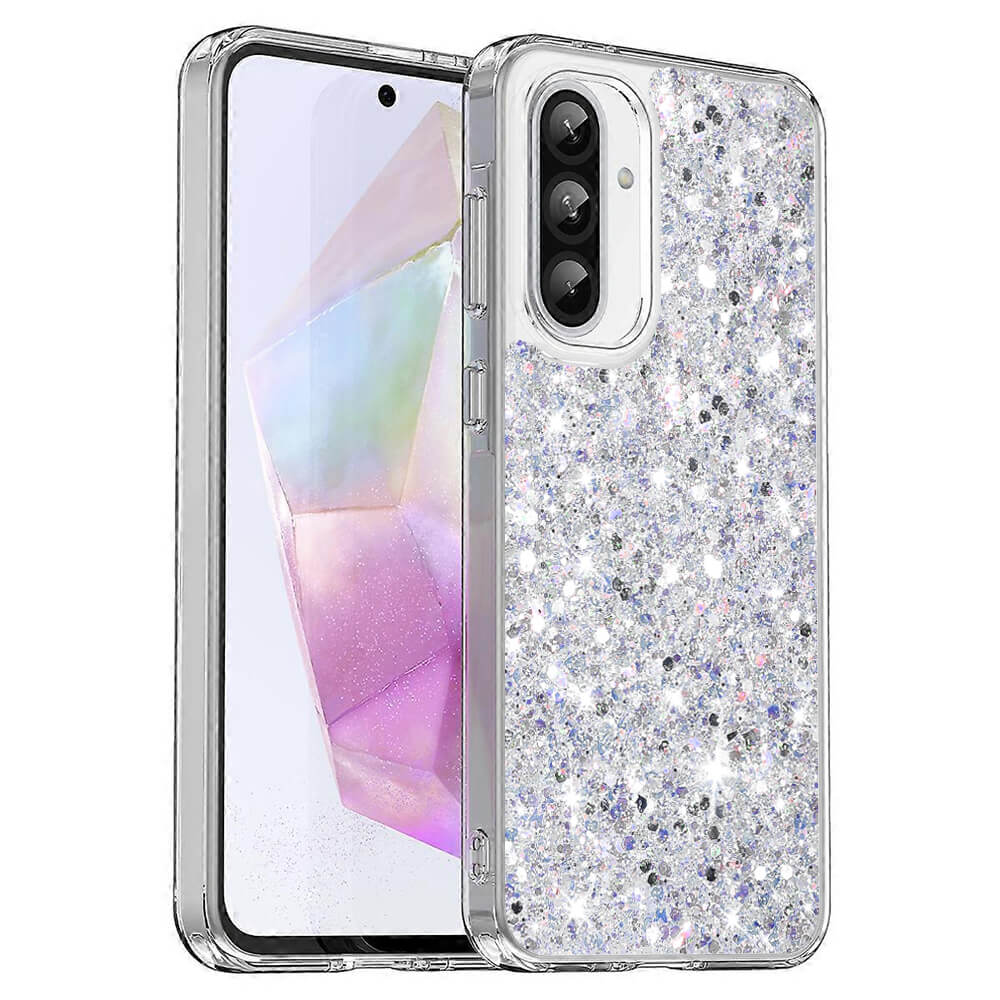 Techsuit Samsung Galaxy A36 5G / A56 5G - Sparkly Glitter - Σκληρή Θήκη με Πλαίσιο Σιλικόνης - White
