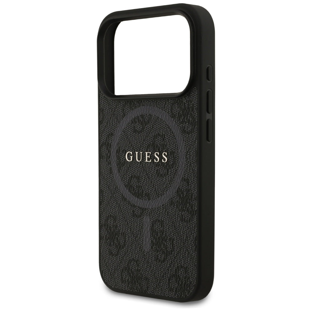 Guess iPhone 17 Pro - 4G Ring Classic Logo MagSafe - Σκληρή Θήκη με Πλαίσιο Σιλικόνης και Επένδυση Συνθετικού Δέρματος - Black - GUHMP17LG4GFRK