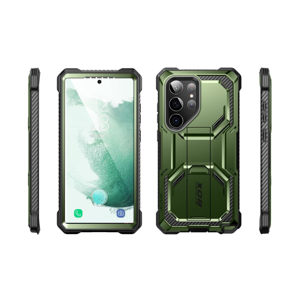 Supcase Samsung Galaxy S23 Ultra Armorbox 2 Σκληρή Θήκη με Προστασία Οθόνης και Stand - Green