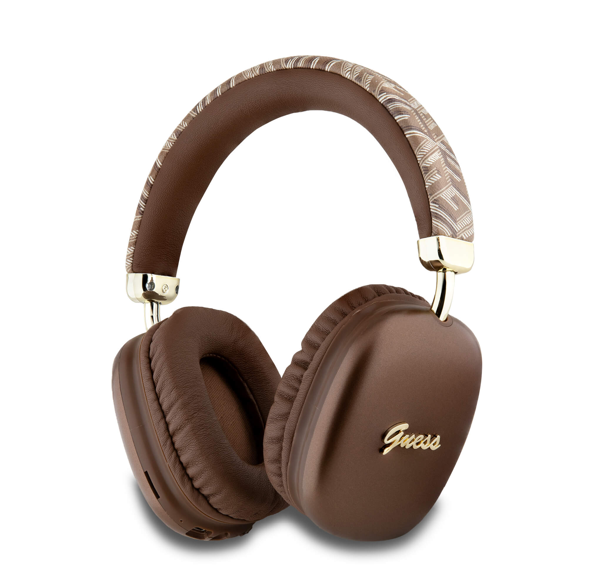 Guess Over-Ear Gcube Metallic Script Logo - Ασύρματα Bluetooth Ακουστικά - Brown