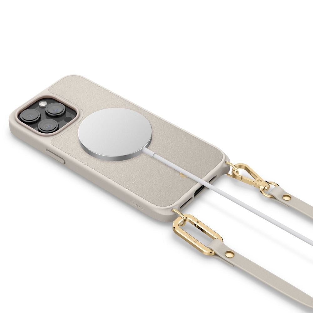 Spigen Cyrill iPhone 15 Pro Classic Charm Mag Σκληρή Θήκη MagSafe με Πλαίσιο Σιλικόνης και Λουράκι - Cream