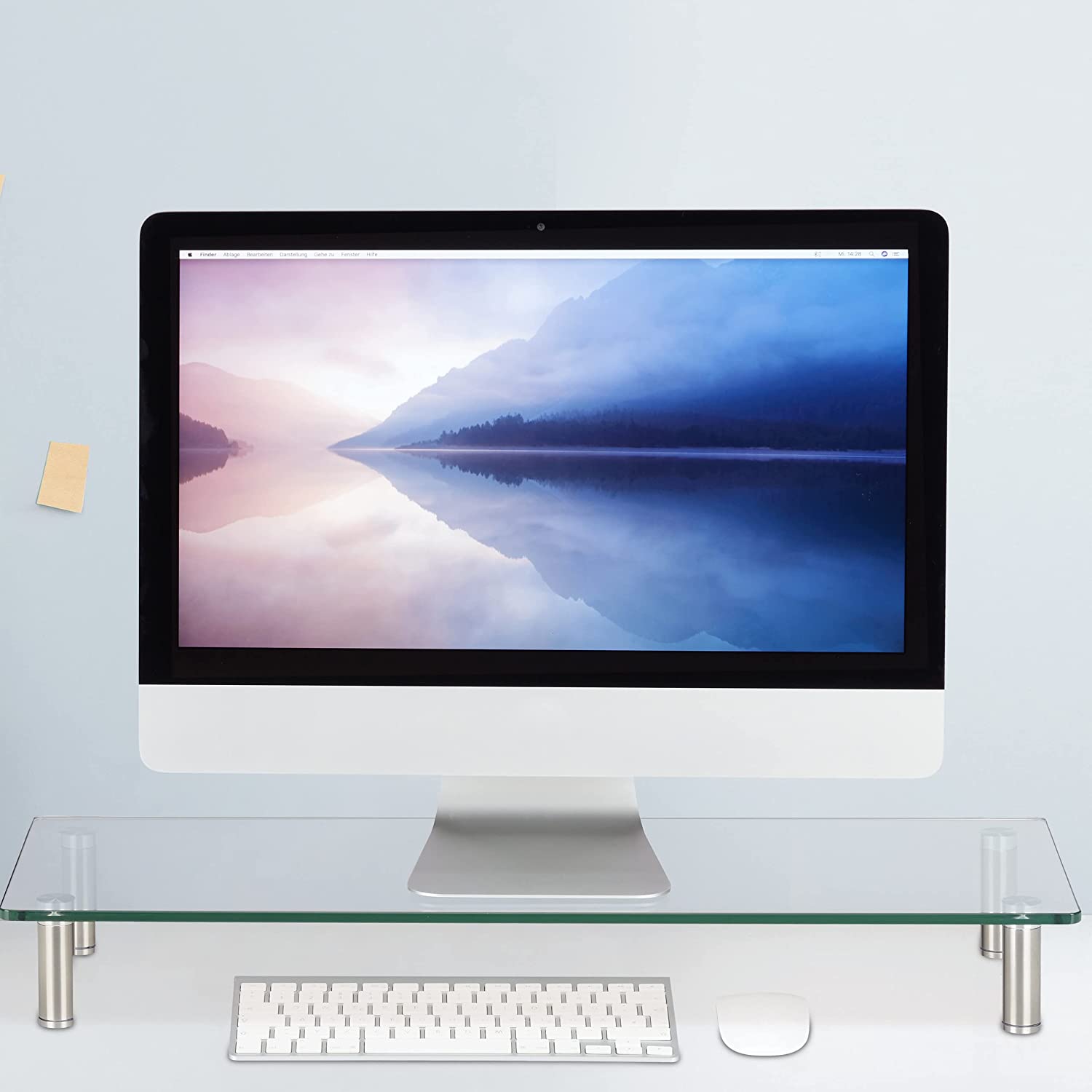 Relaxdays Γυάλινη Βάση Στήριξης Οθόνης Τηλεόρασης / Laptop με Ρυθμιζόμενο Ύψος - Clear - 4052025921330