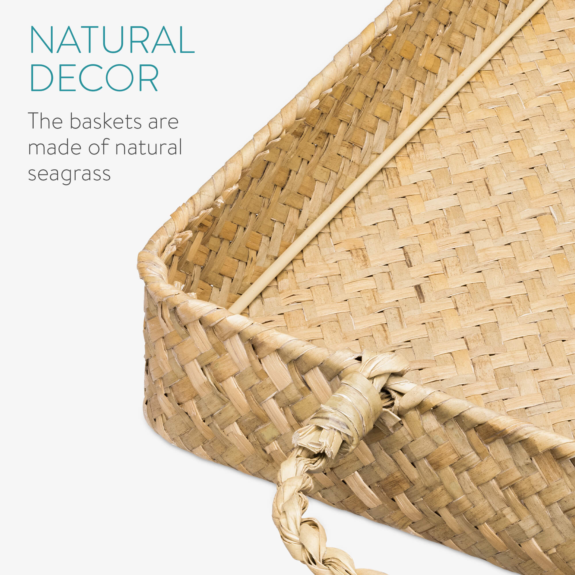 Navaris Σετ με 1 Καλάθι Αποθήκευσης και 1 Δίσκο Σερβιρίσματος από Φύκια - Light Brown - 54488.01