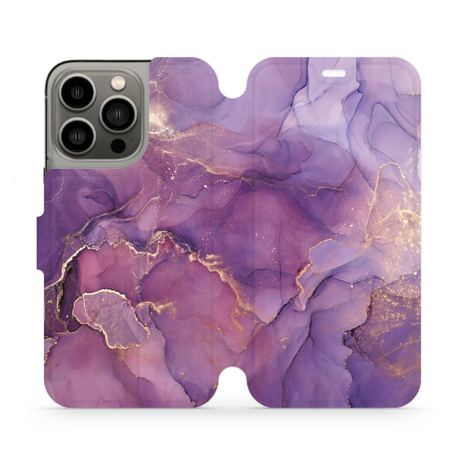 Mobiwear iPhone 13 Pro Θήκη Βιβλίο Slim Flip - Design Purple Marble - VP20S