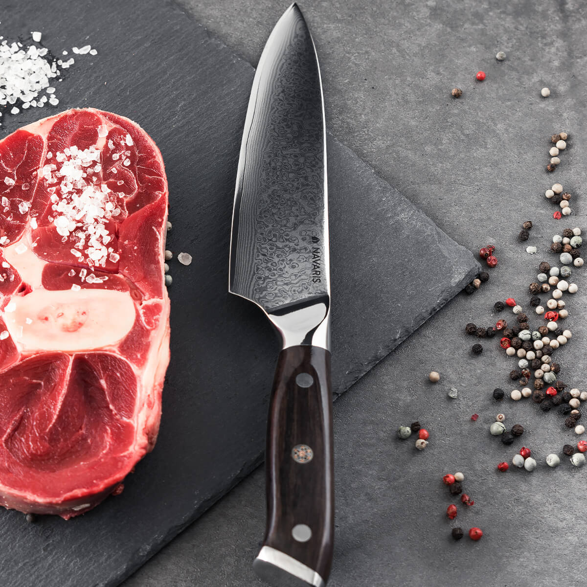 Navaris Μαχαίρι από Δαμασκηνό Ατσάλι - 20cm - Brown - 47551.01