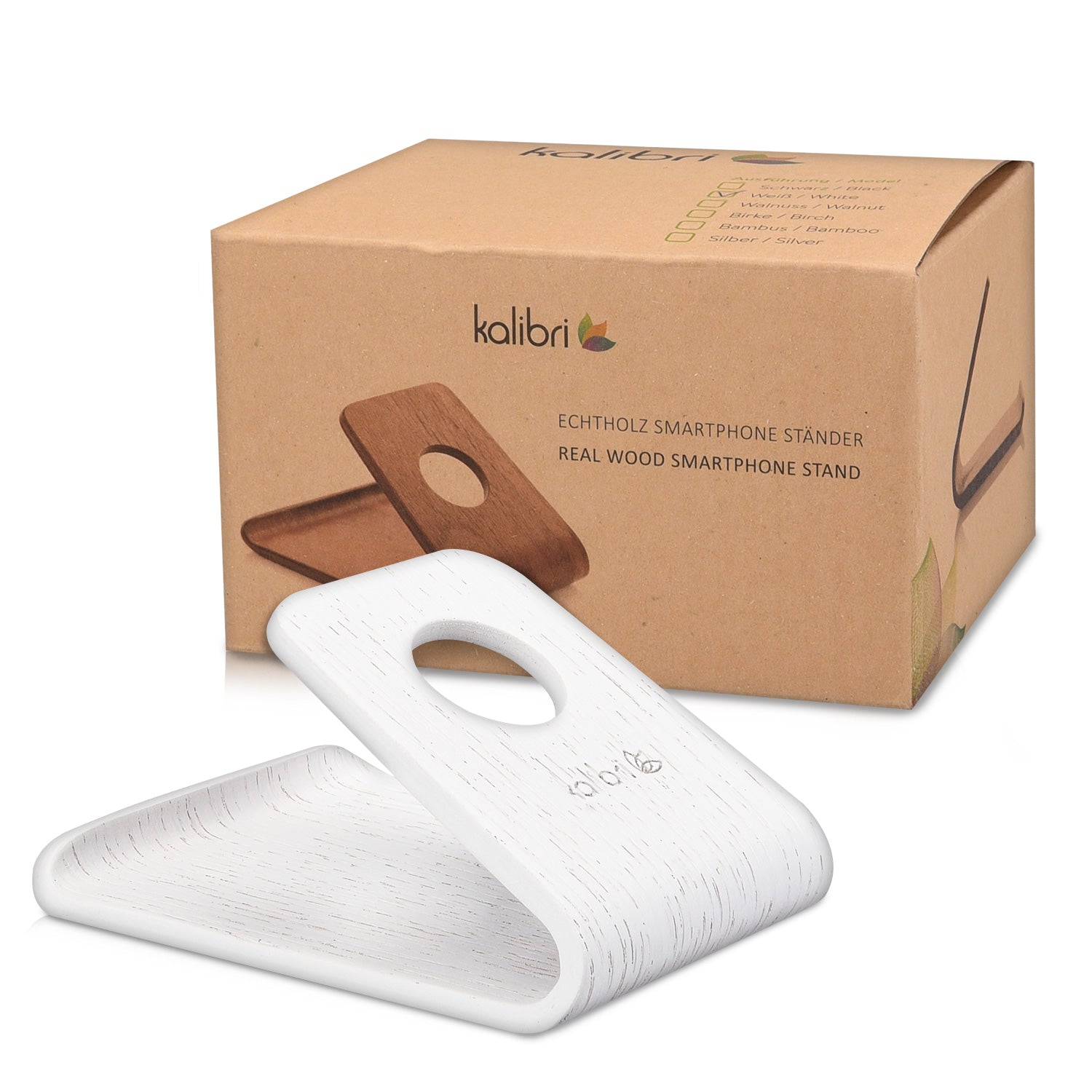 Kalibri Wooden Mobile Stand Βάση Στήριξης Κινητών από Φυσικό Ξύλο - White Oak - 34561.02