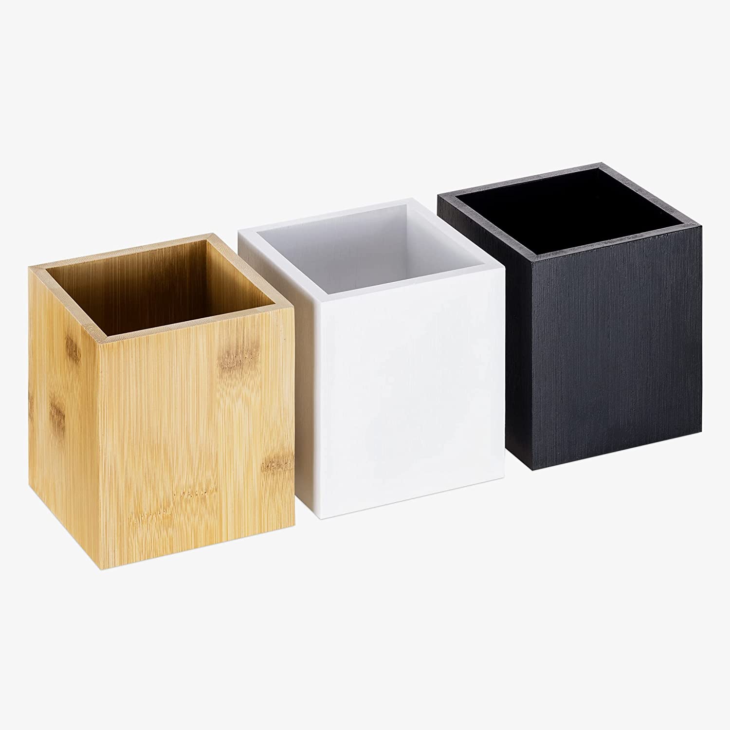 Navaris Σετ με 3 Κουτιά Αποθήκευσης από Μπαμπού - Black / White / Natural - 57340.01