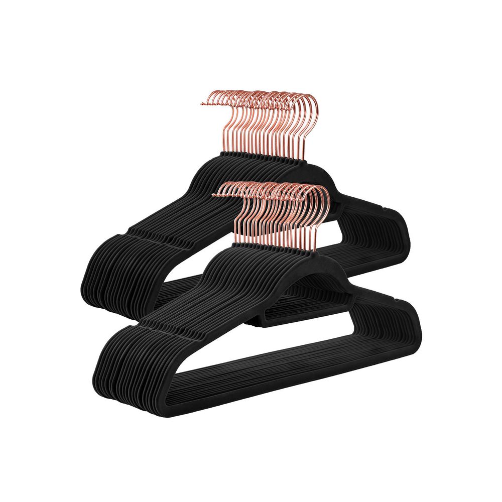 Songmics Σετ με 50 Βελούδινες Κρεμάστρες Ρούχων - Rose Gold / Black - CRF21BK50