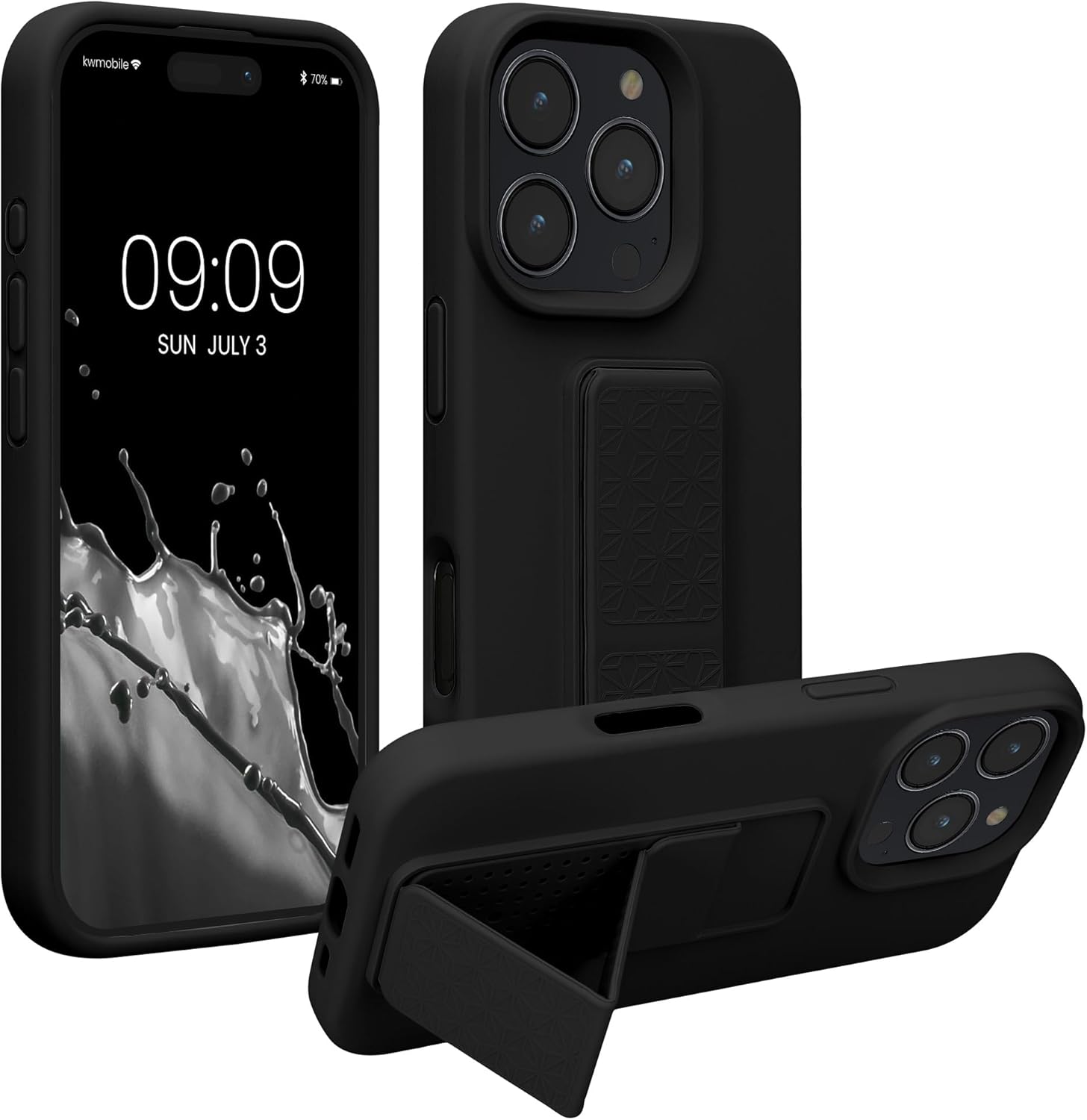 KW iPhone 16 Pro Θήκη Σιλικόνης TPU με Finger Holder - Black