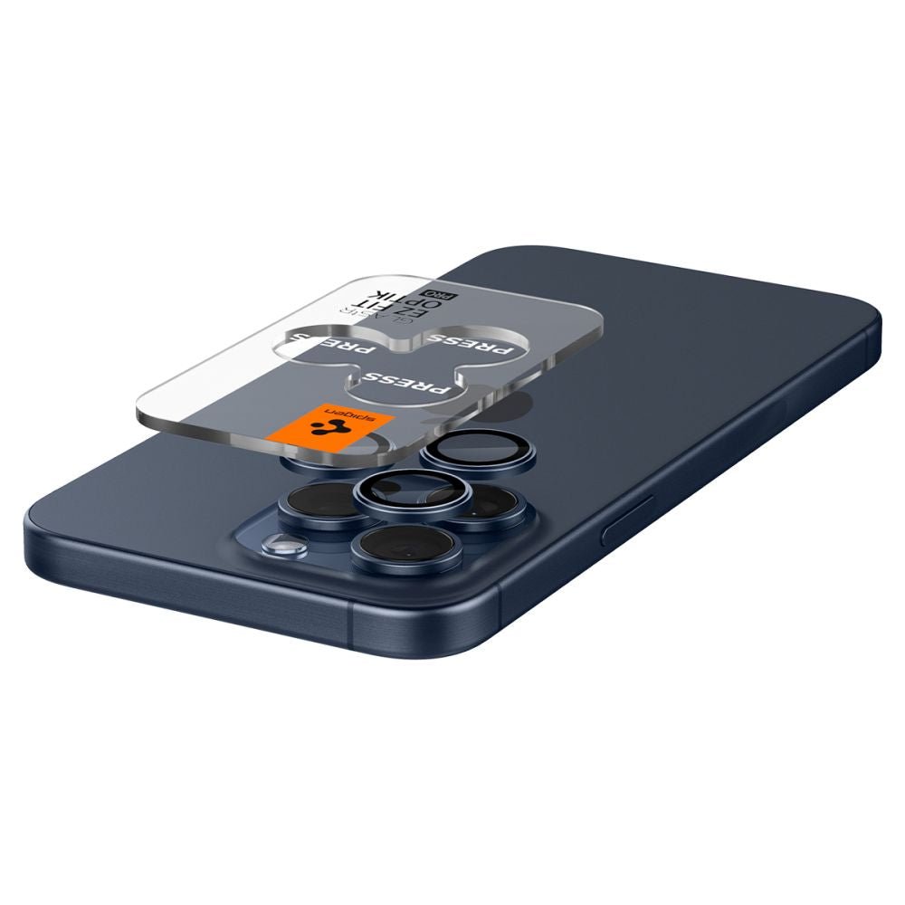 Spigen iPhone 14 Pro / 14 Pro Max / 15 Pro / 15 Pro Max / 16 Pro / 16 Pro Max / 17 Pro / 17 Pro Max - Optik.TR EZ Fit - Αντιχαρακτικό Γυαλί για την Κάμερα - 2 Τεμάχια - Blue Titanium