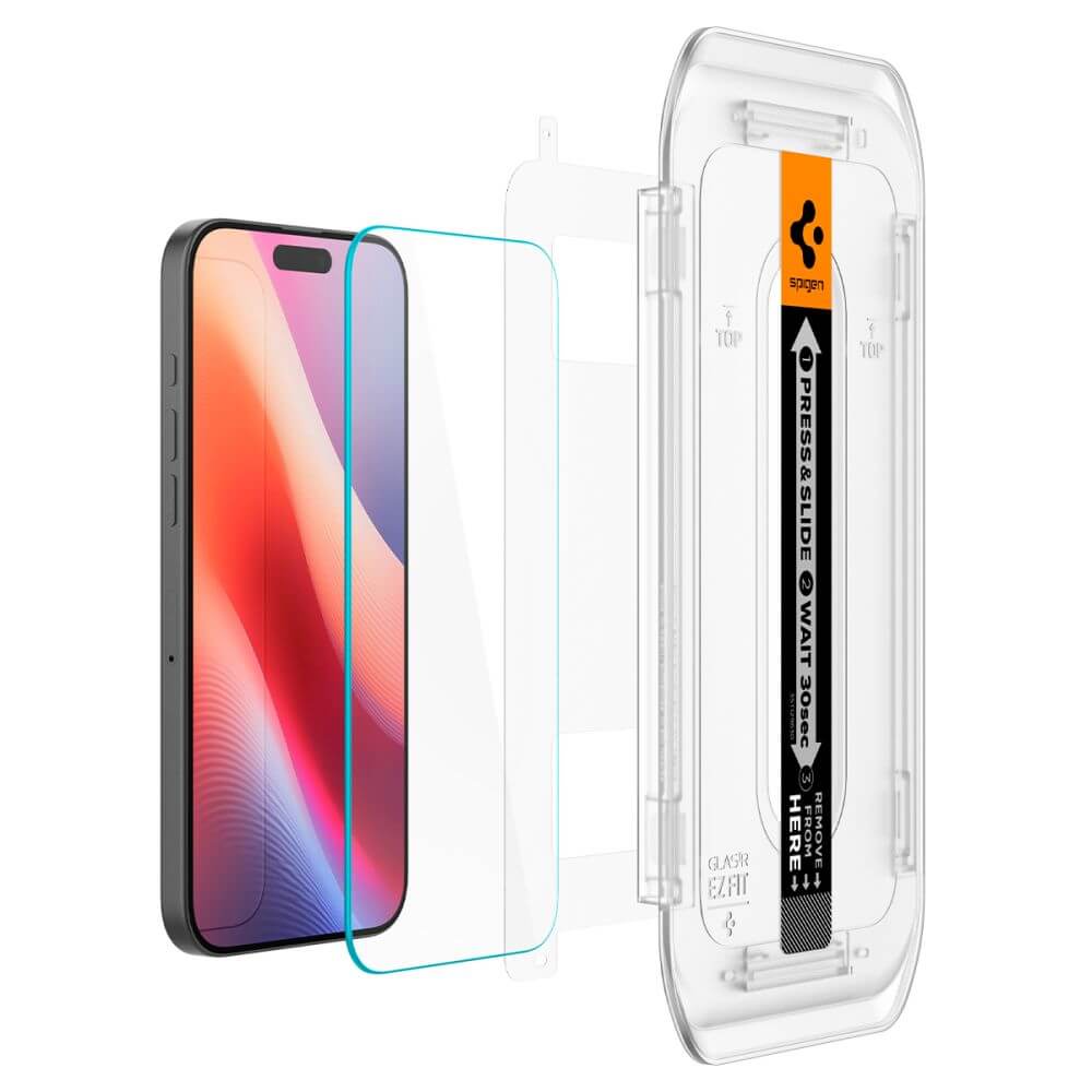 Spigen iPhone 16 Pro / iPhone 17 / iPhone 17 Pro Glas.TR EZ Fit 9H Αντιχαρακτικό Γυαλί Οθόνης - 2 Τεμάχια - Clear - AGL07928