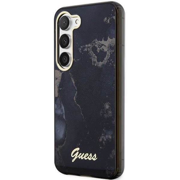 Guess Samsung Galaxy S23 Plus Golden Marble Collection Σκληρή Θήκη με Πλαίσιο Σιλικόνης - Black - GUHCS23MHTMRSK