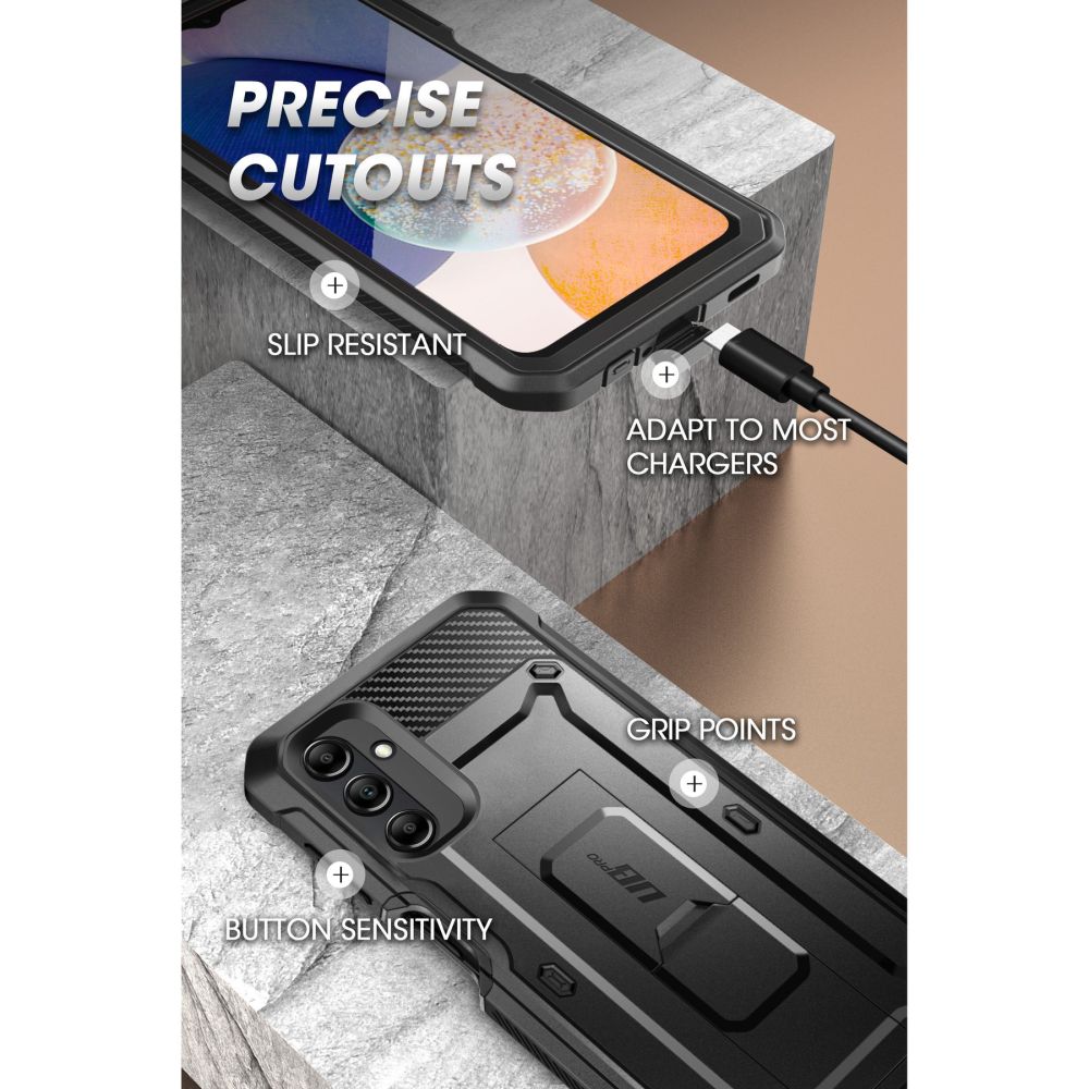 Supcase Samsung Galaxy A14 5G Unicorn Beetle Pro Σκληρή Θήκη με Προστασία Οθόνης και Stand - Black
