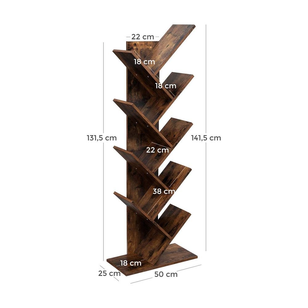 Vasagle Βιβλιοθήκη με 8 Ράφια - 50 x 25 x 141.5 cm - Vintage Brown - LBC11BX