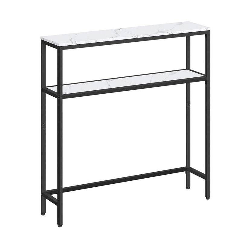 Vasagle Στενή Κονσόλα 2 Επιπέδων - 20 x 80 x 80 cm - Marble White / Ink Black - LNT130W59V1