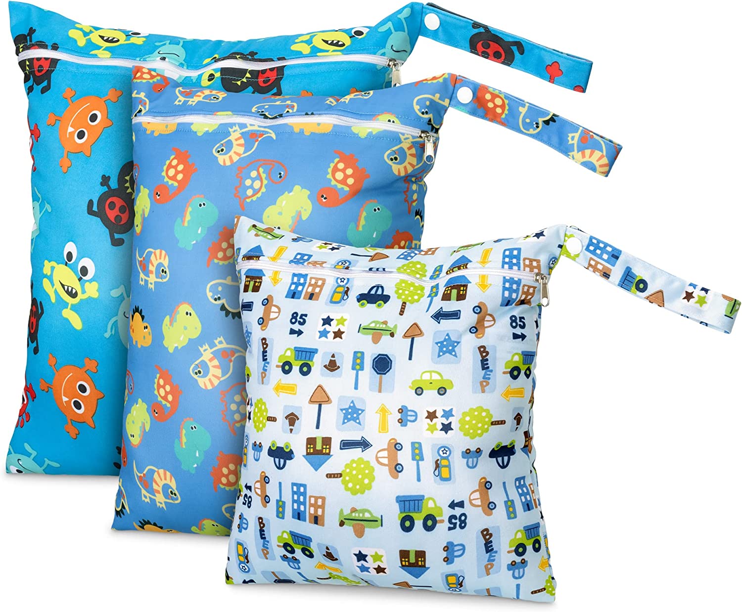 Navaris Σετ με 3 Τσάντες Αποθήκευσης για Πάνες - Design 3 - Blue - 56718.03