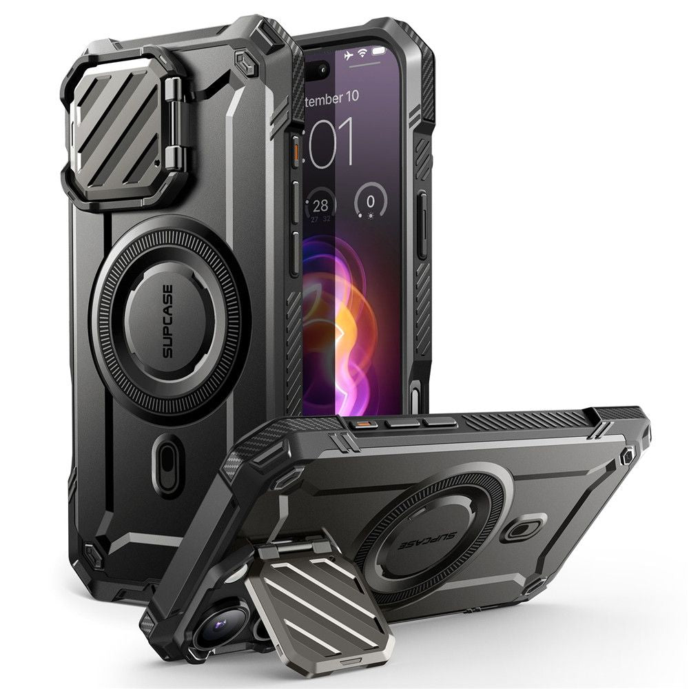 Supcase iPhone 16 Pro UB XT Mag Σκληρή Θήκη με Ανοιγόμενο Κάλυμμα Κάμερας / Stand και MagSafe - Black