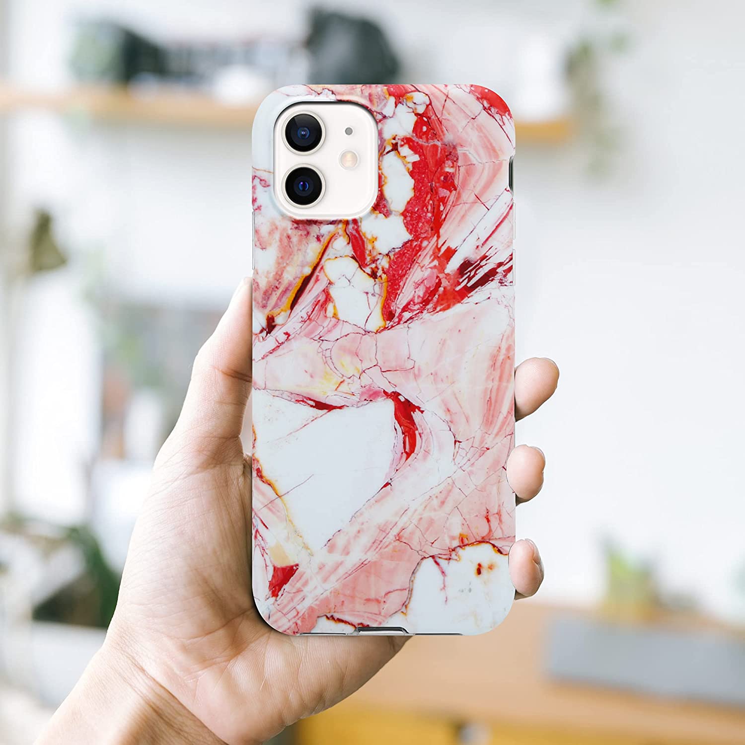 Cadorabo iPhone 12 Pro Max Θήκη Σιλικόνης TPU - Design Marble No.20 Mosaic Pattern - White / Pink / Marble