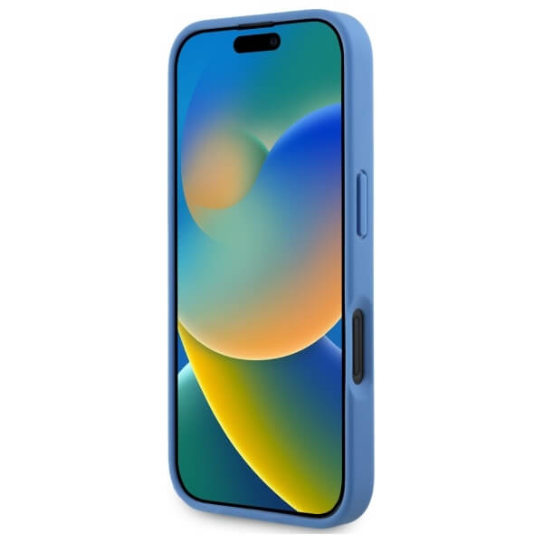 Guess iPhone 16 - Leather Metal Logo Strass Crossbody - Θήκη με Επένδυση Συνθετικού Δέρματος και Λουράκι - Blue - GUHCP16SP4TDSCPB