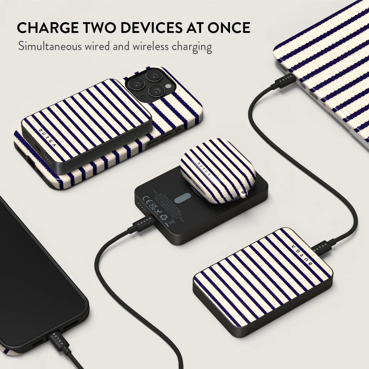 Burga Μαγνητικό Ασύρματο MagSafe PowerBank 5000mAh με Καλώδιο Type-C to Type-C - Gunmetal - Old Money