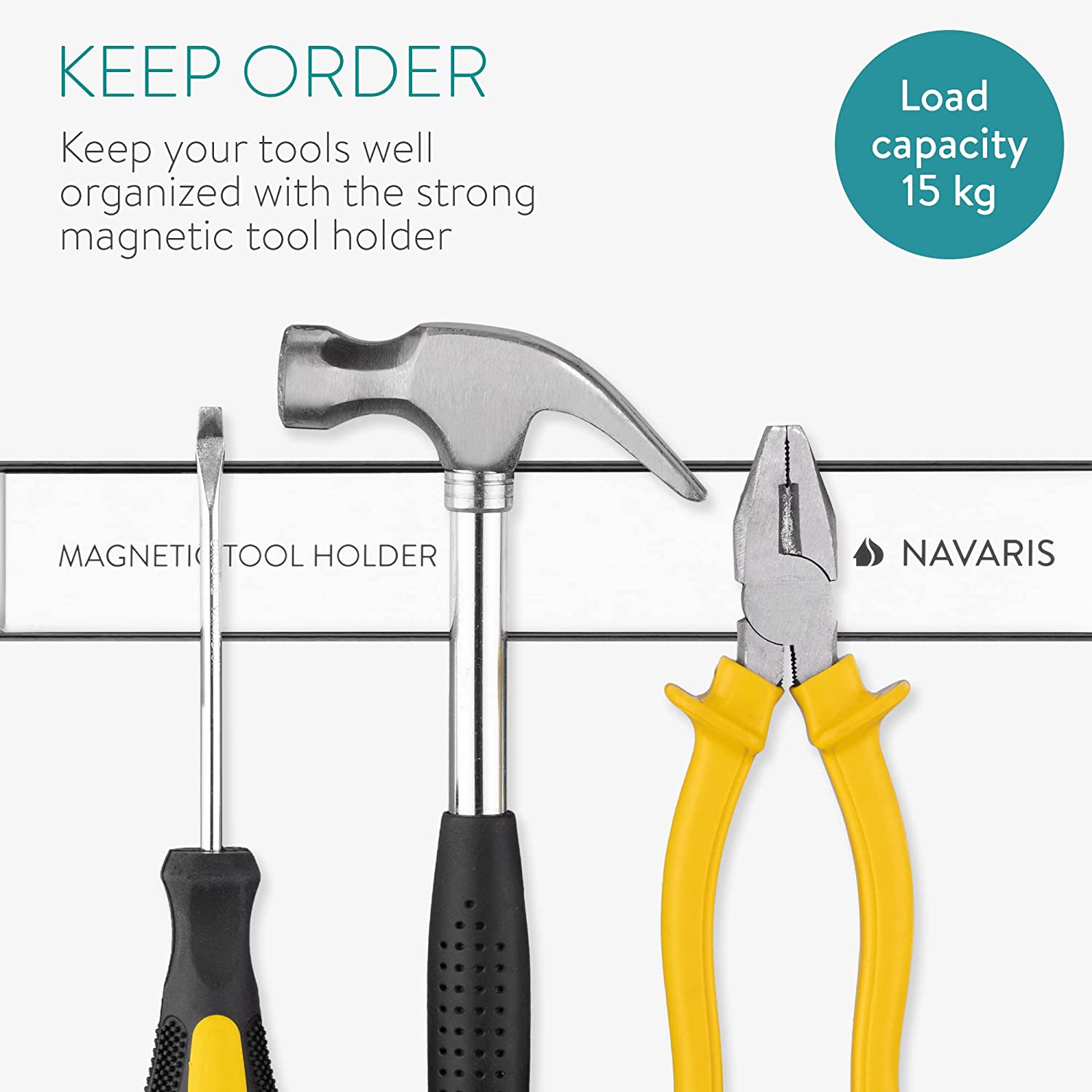 Navaris Σετ με 2 Επιτοίχιες Μαγνητικές Βάσεις Στήριξης Εργαλείων - 4 x 30 cm - Black - 54269.01