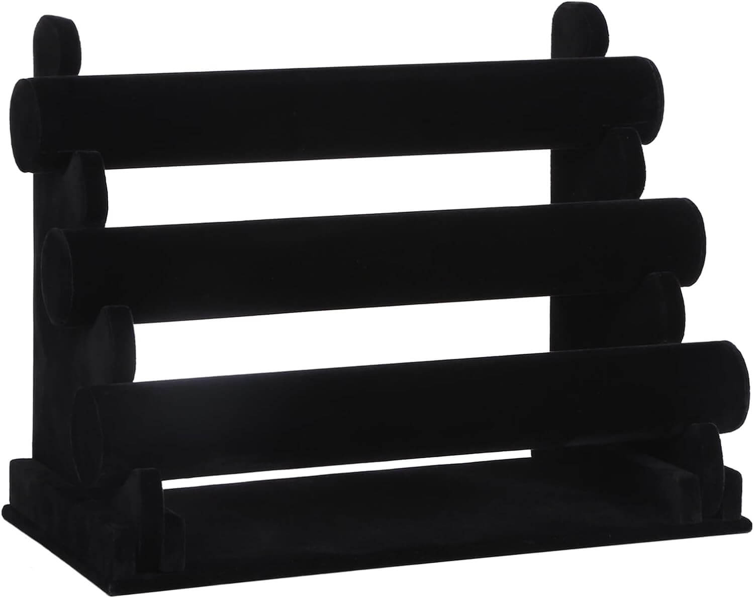 Songmics Βελούδινη Βάση με 3 Μπάρες για Βραχιόλια και Ρολόγια - Black - JDS008