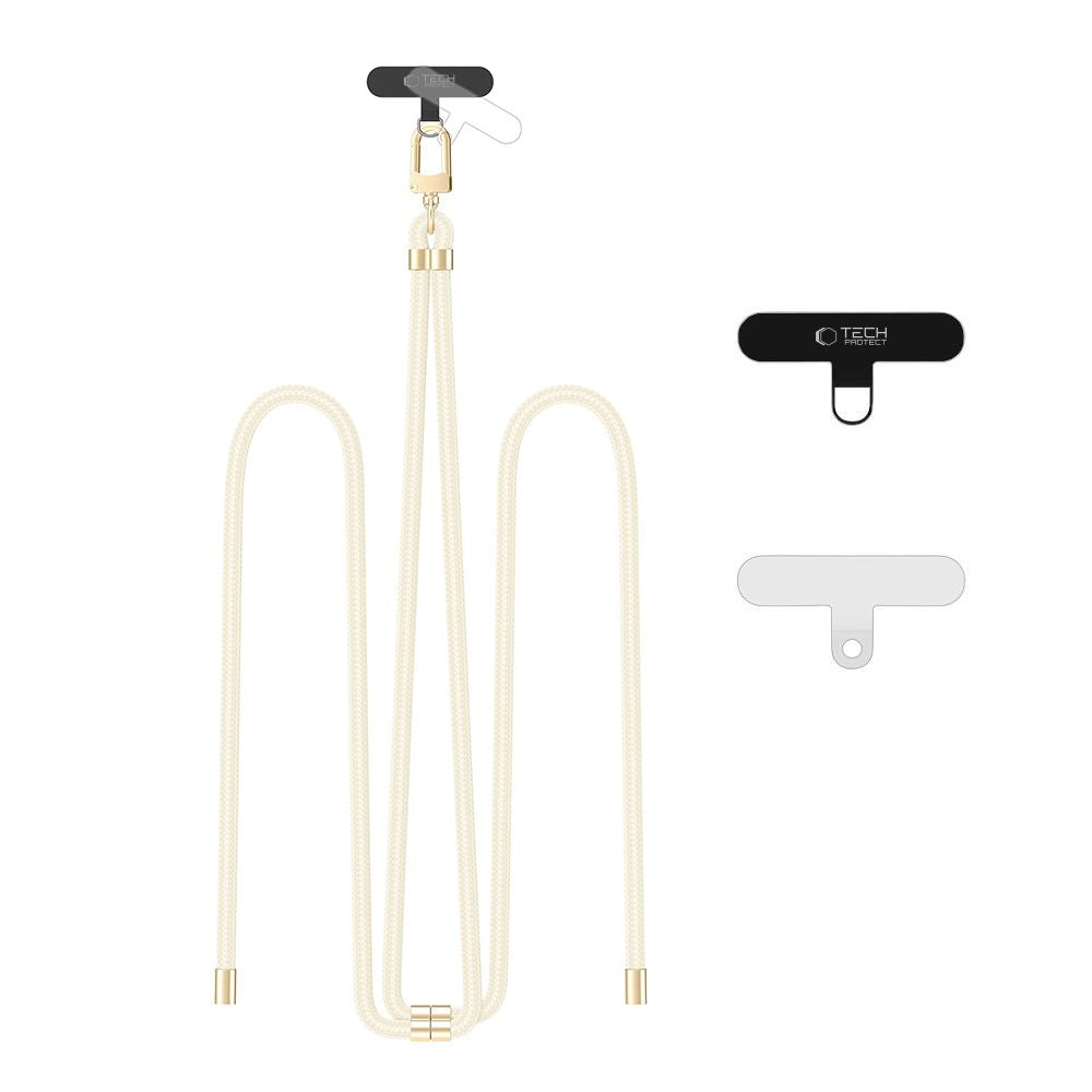 Tech-Protect C7S Rope CrossBody Strap - Universal Λουράκι για Θήκη Κινητού - Beige / Gold