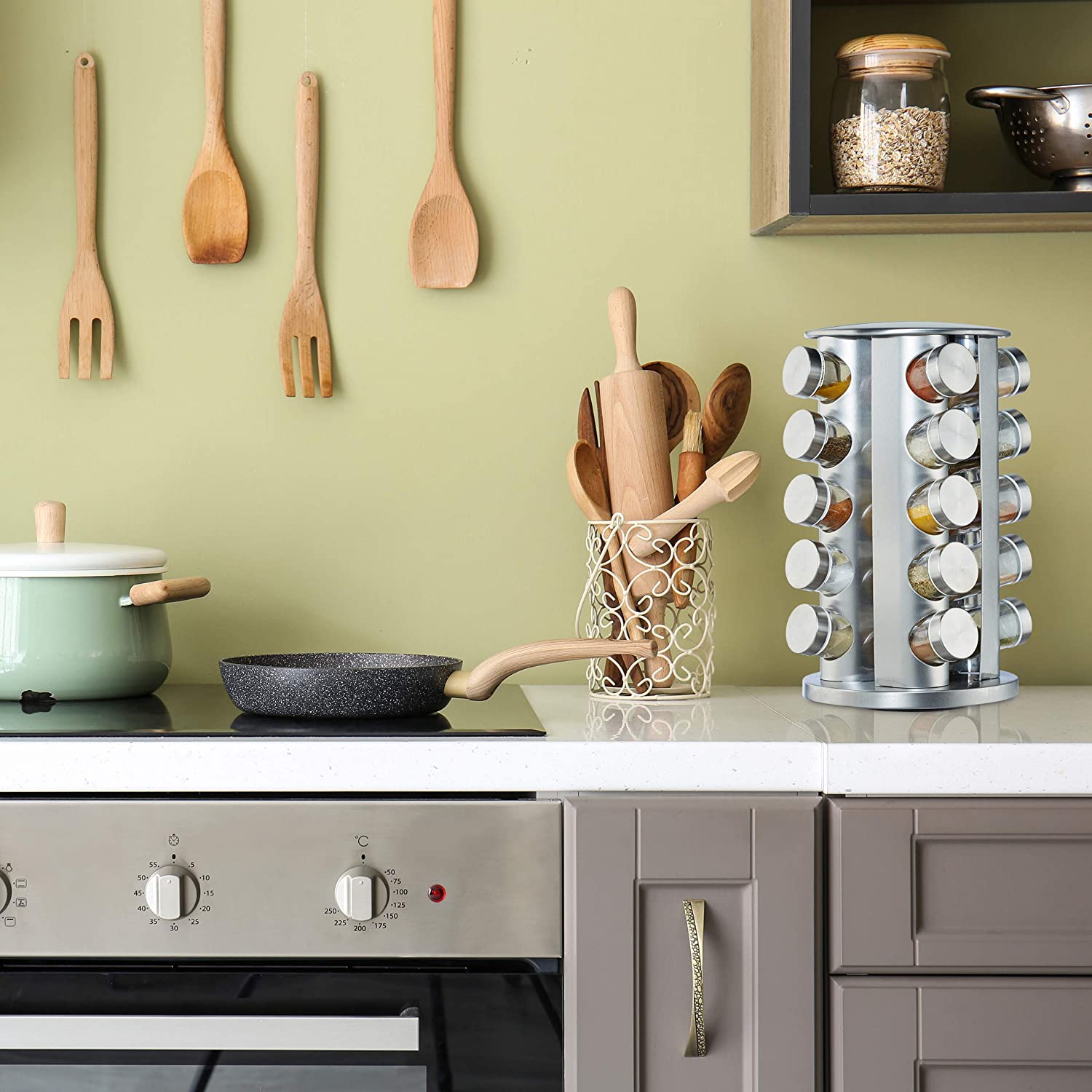 Relaxdays Καρουζέλ Μπαχαρικών με 20 Δοχεία - Silver - 4052025264581