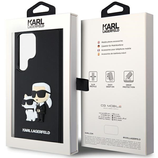 Karl Lagerfeld Samsung Galaxy S24 Ultra - 3D Rubber Karl and Choupette Σκληρή Θήκη με Πλαίσιο Σιλικόνης - Black - KLHCS24L3DRKCNK