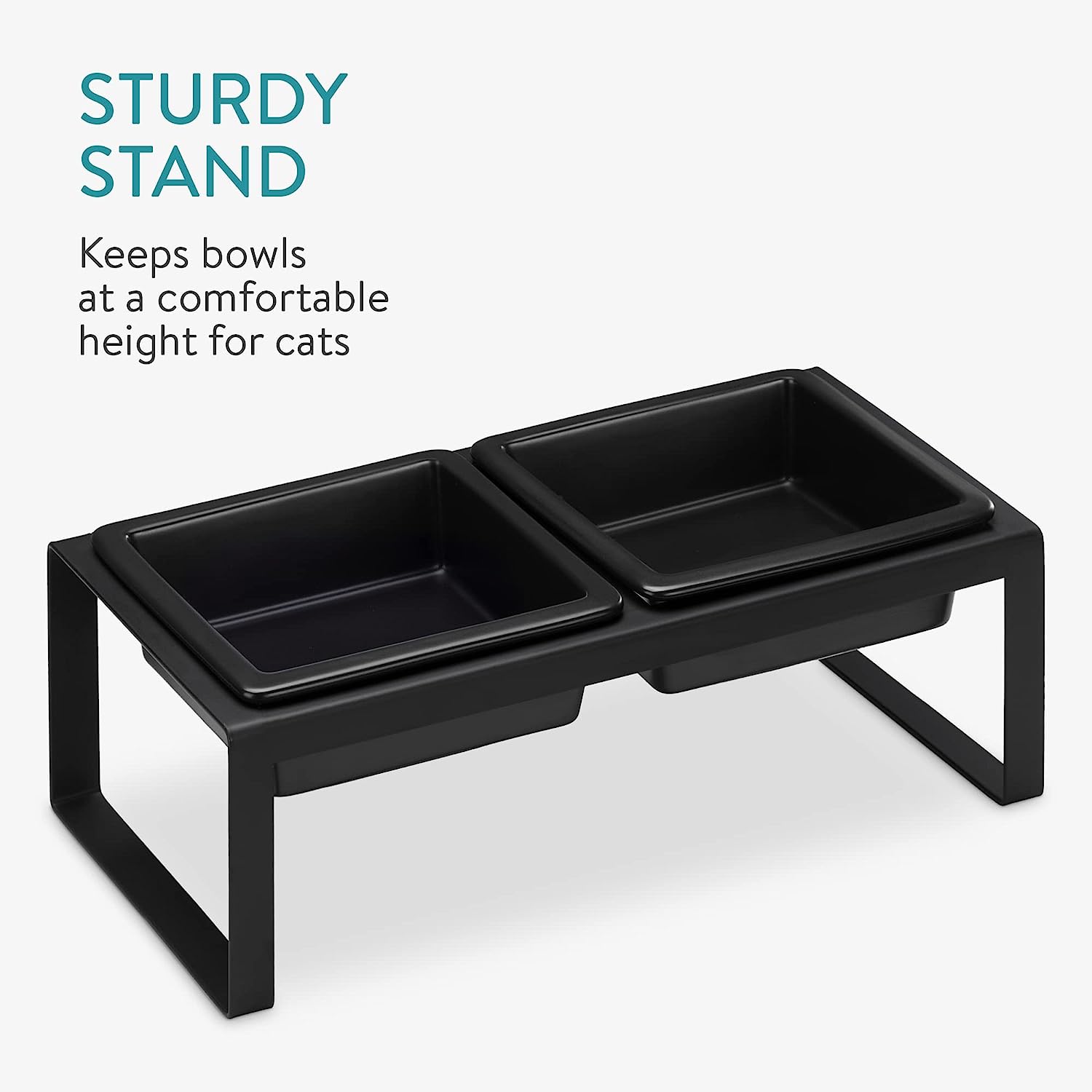 Navaris Ανυψωμένα Μπολ Φαγητού με Βάση για Κατοικίδια 250ml - Black - 60794.01