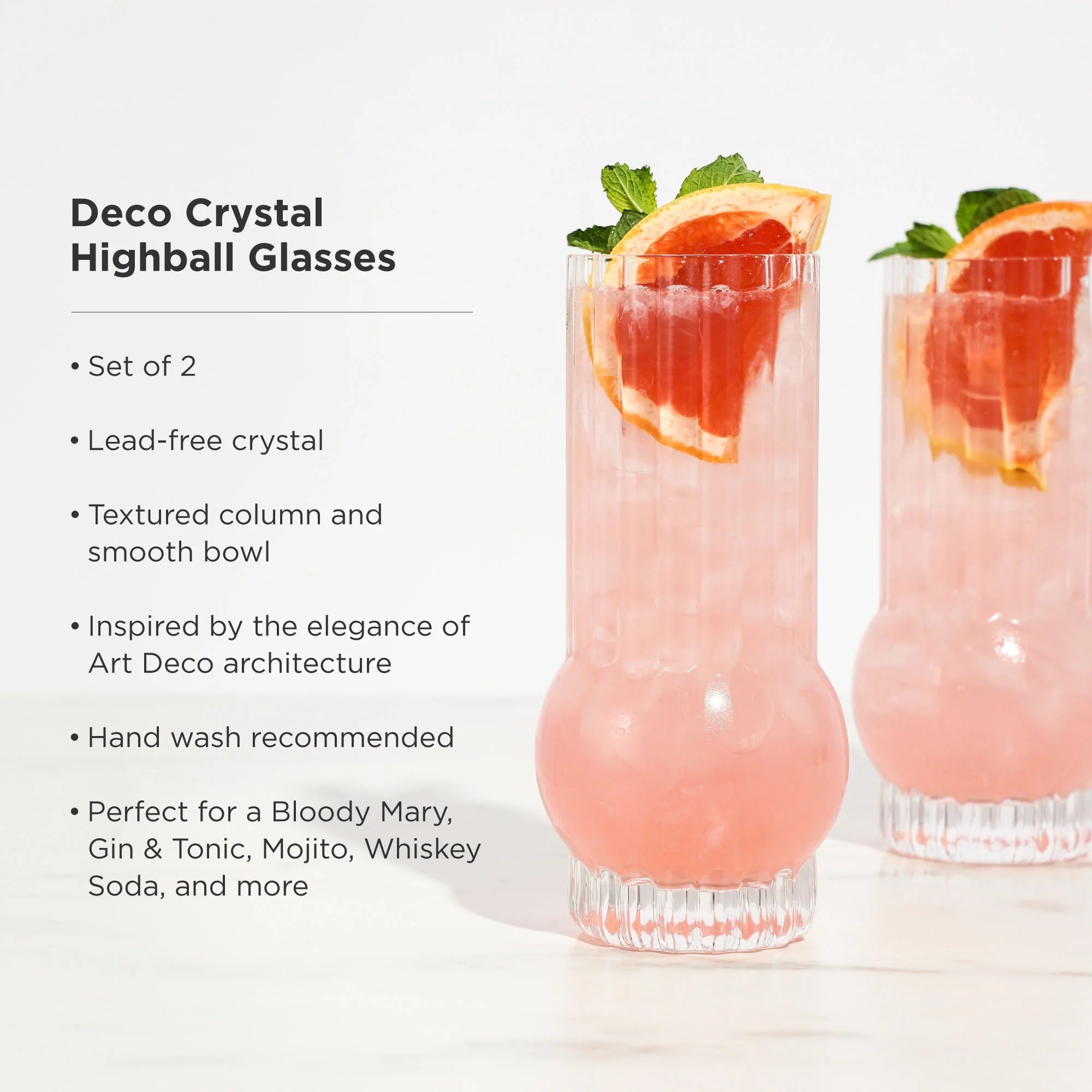Viski Σετ με 2 Κρυστάλλινα Ποτήρια - 384 ml - Art Deco