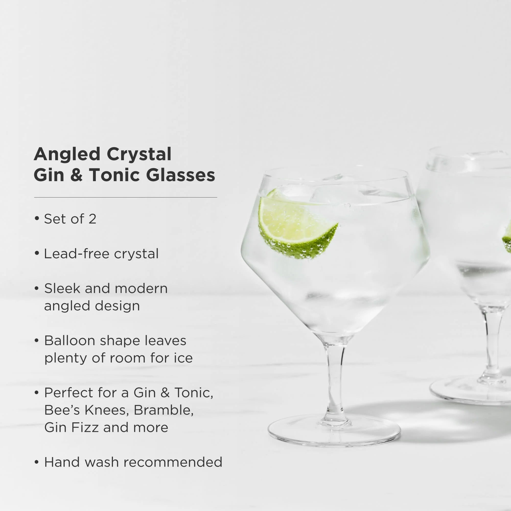 Viski Σετ με 2 Κρυστάλλινα Ποτήρια για Gin Tonic / Cocktail - 415 ml - Raye Angled