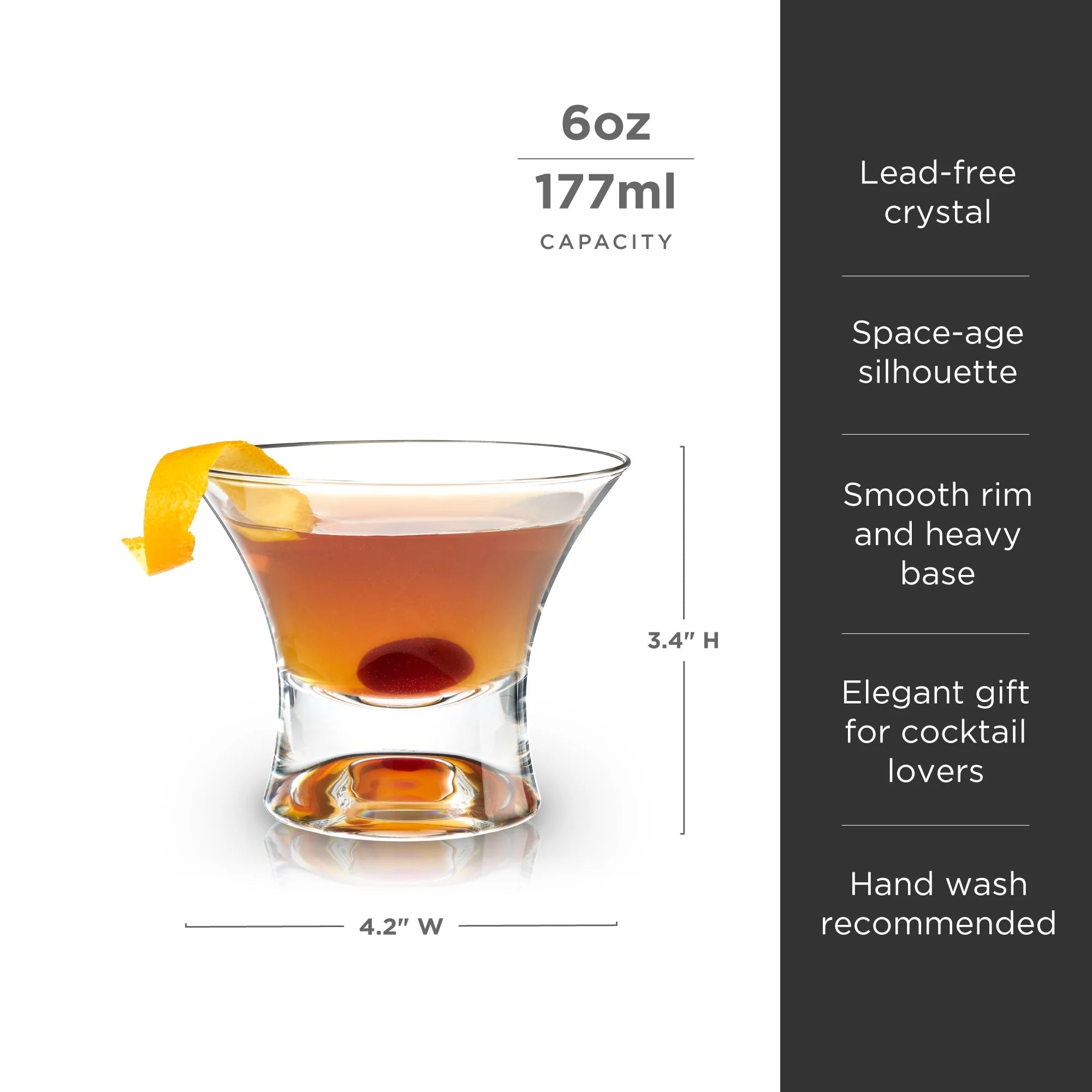Viski Σετ με 2 Κρυστάλλινα Ποτήρια για Manhattan / Cocktails - 180 ml - Raye