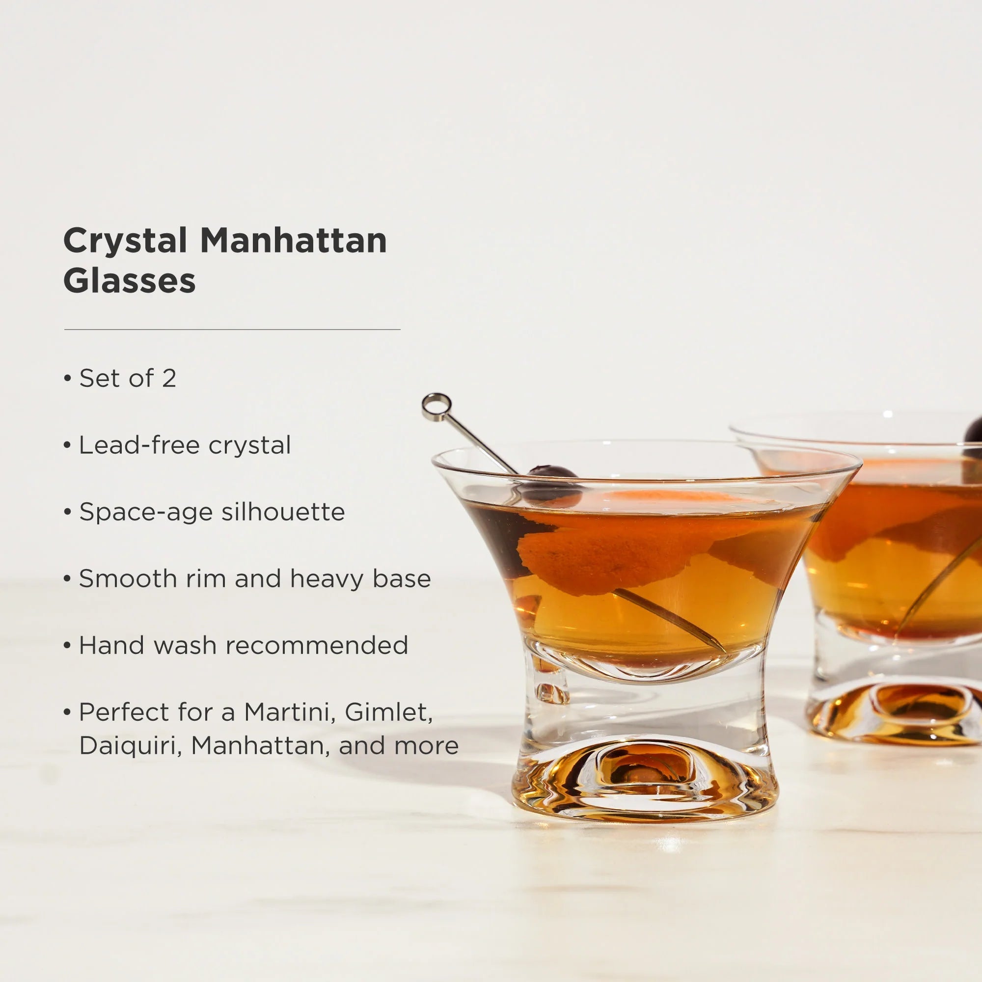 Viski Σετ με 2 Κρυστάλλινα Ποτήρια για Manhattan / Cocktails - 180 ml - Raye