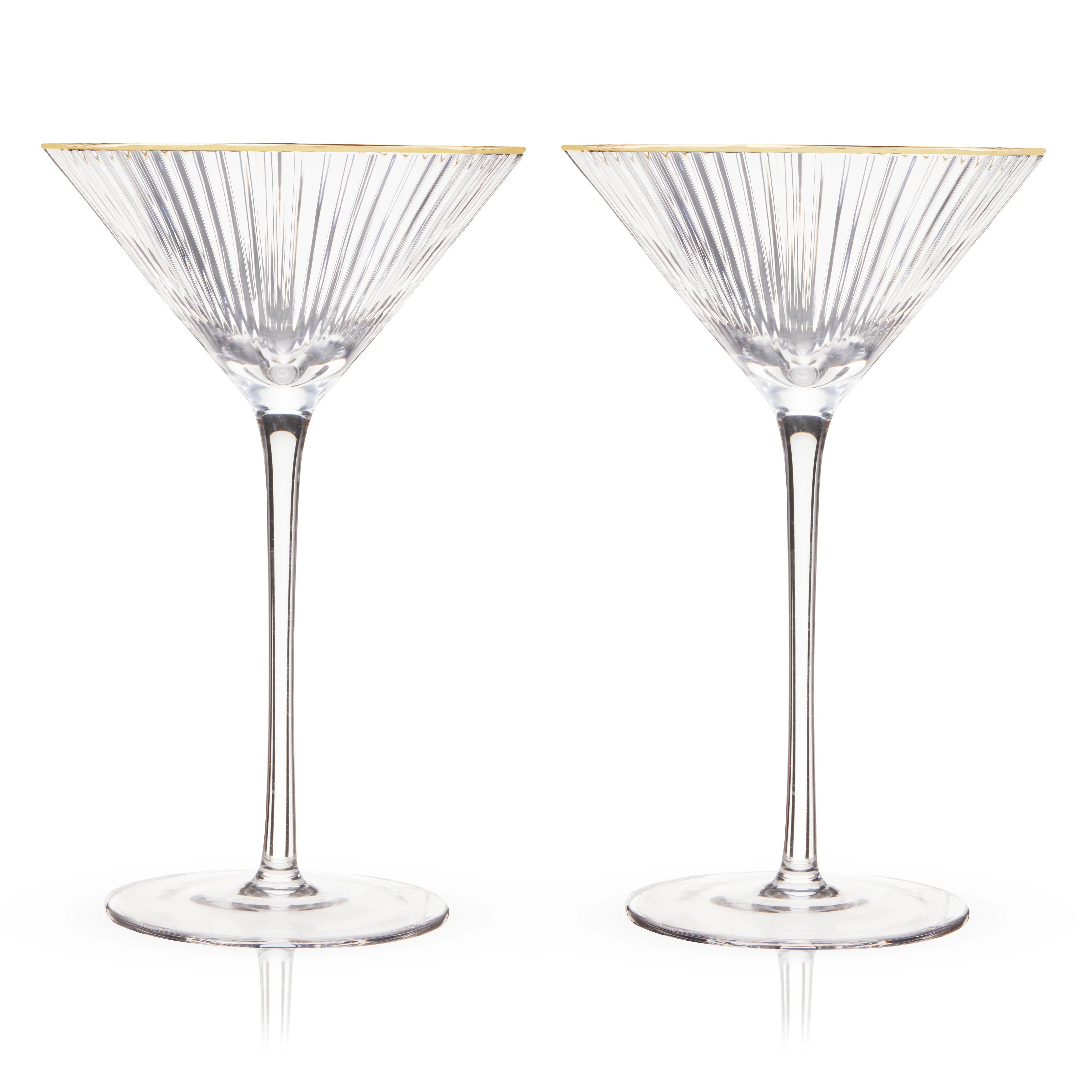 Viski Σετ με 2 Κρυστάλλινα Ποτήρια Martini με Χρυσό Χείλος - 230 ml - Meridian