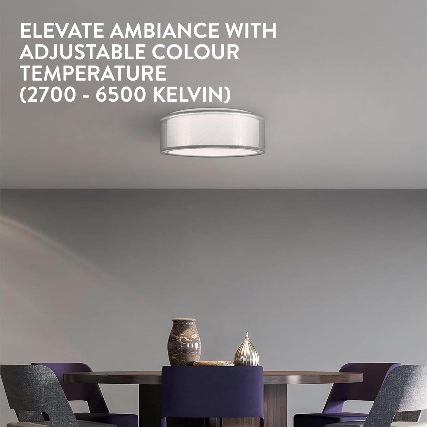 Navaris LED Φωτιστικό Οροφής Ρυθμιζόμενο με Τηλεχειριστήριο και Υφασμάτινο Κάλυμμα - 40cm - White - 60825.40.02