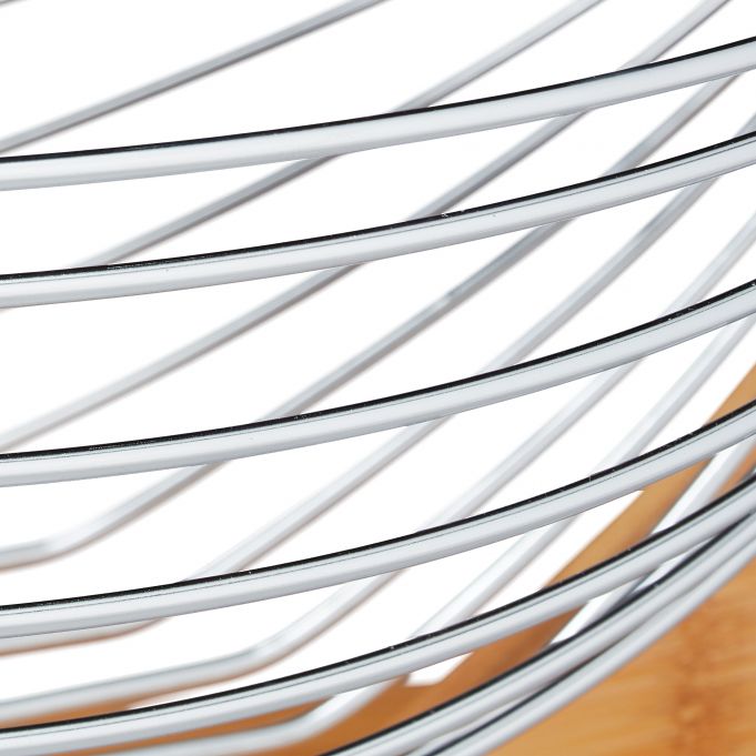 Relaxdays Καλάθι Φρούτων από Μπαμπού και Ανοξείδωτο Ατσάλι - Brown / Silver - 4052025288501