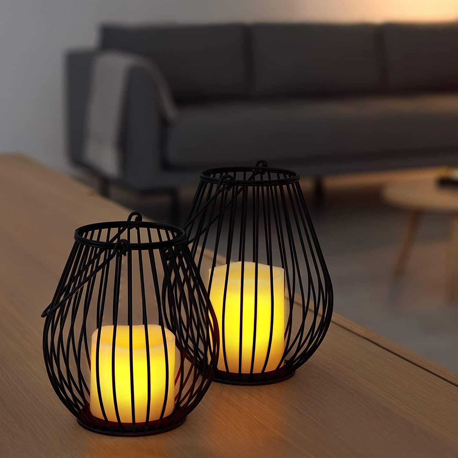 Navaris Σετ 2 Μεταλλικές Βάσεις με Κερί LED και τηλεχειριστήριο - Small / Medium - Black - 53376.04.02