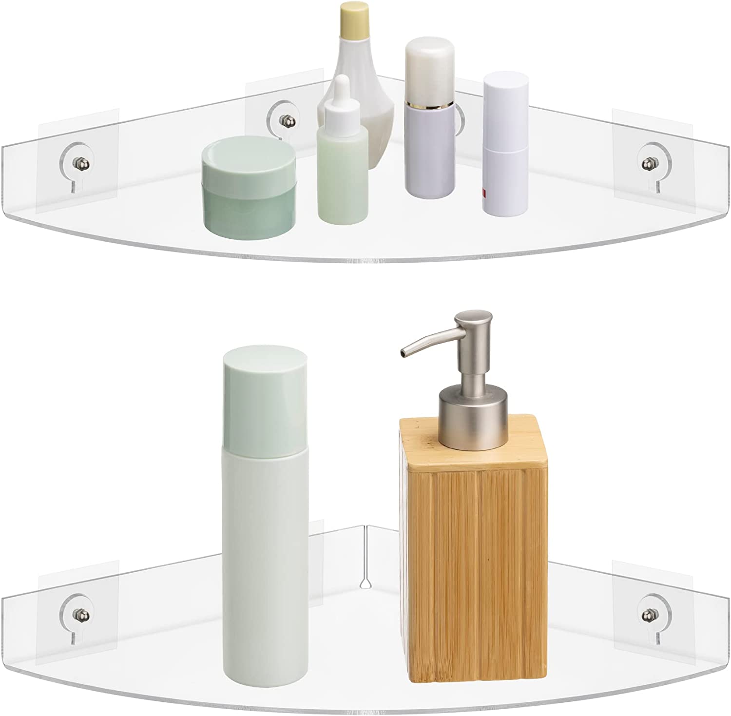 Navaris Σετ με 2 Ακρυλικά Γωνιακά Ράφια Ντουζιέρας με Αυτοκόλλητο - Διάφανα - 58853.01